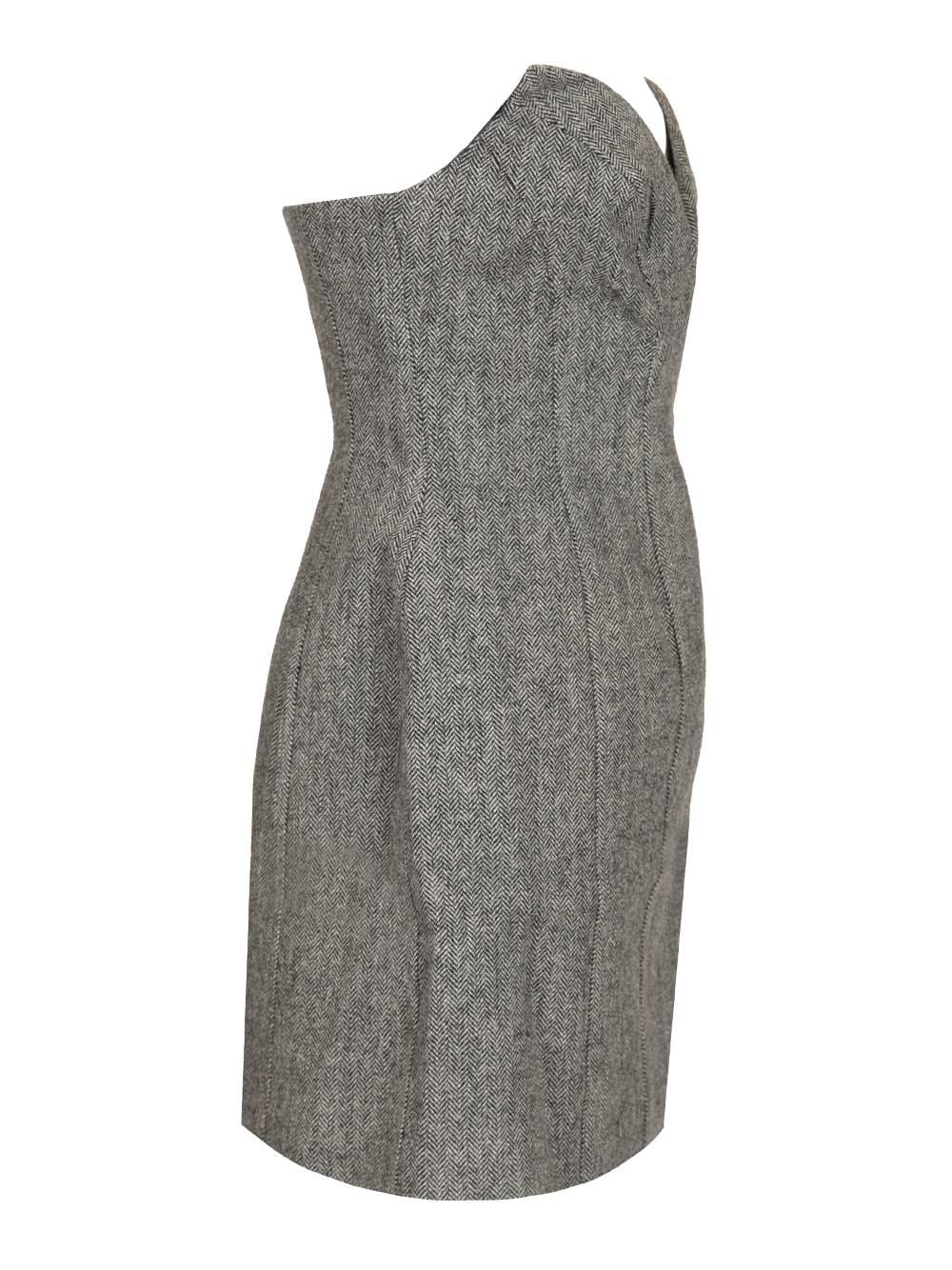 Herringbone wool mini dress Grey Main : Wo Pes Lining:pes