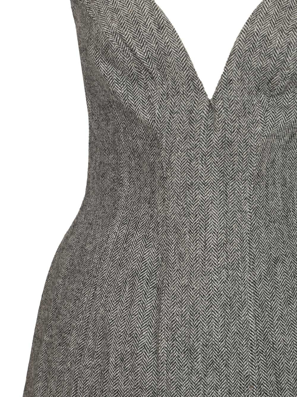 Herringbone wool mini dress Grey Main : Wo Pes Lining:pes
