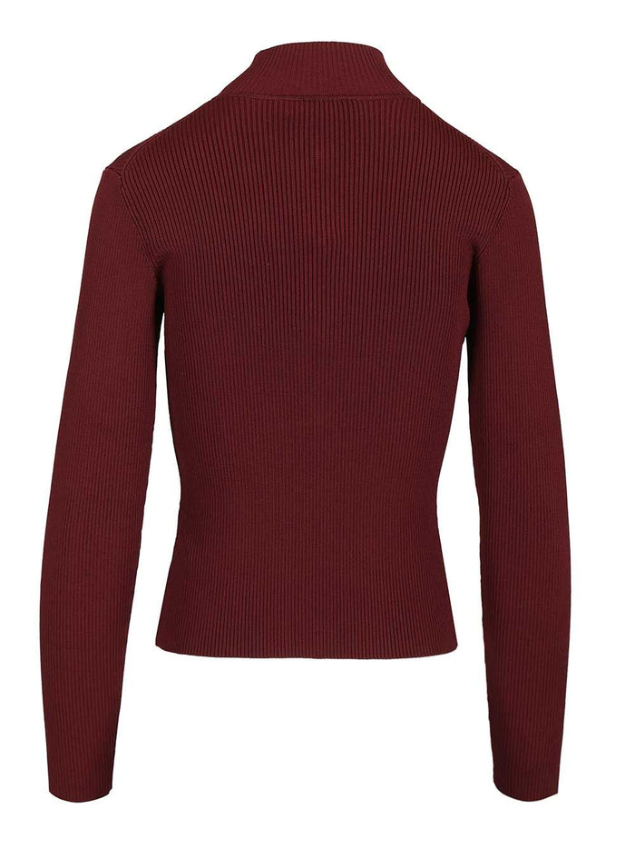 Long-sleeved knitted top with keyhole Bordeaux Main:vi Pes Pa Ea Knitwear