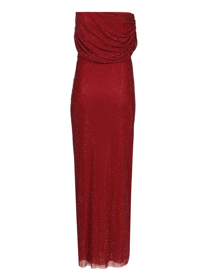 BURGUNDY RHINESTONE DRAPE MIDI DRESS Bordeaux Main: Pes Ea Lining