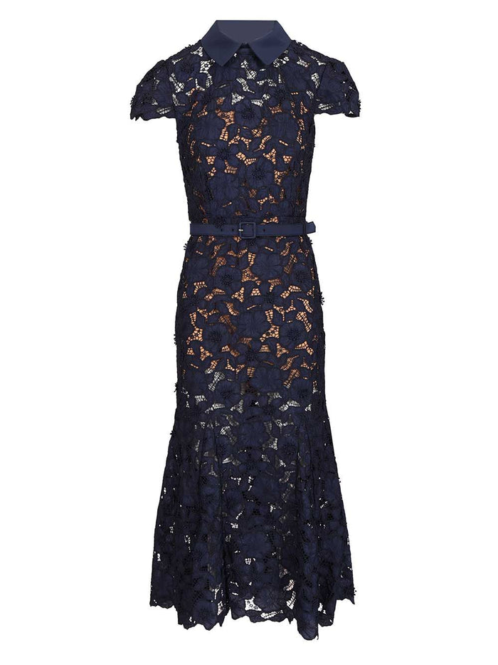 Guipure lace midi dress Blue Pes