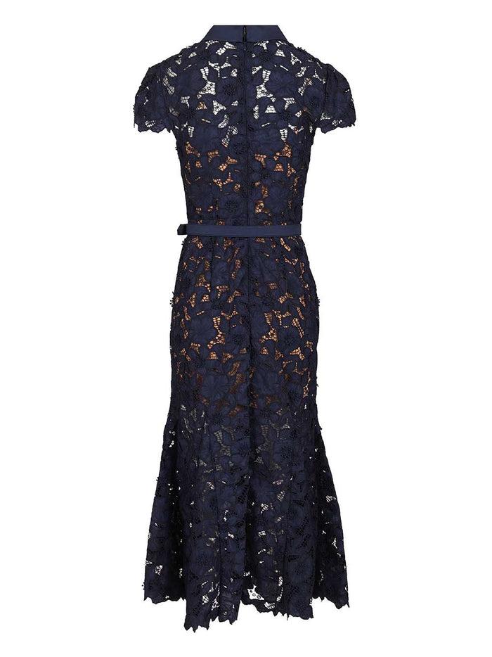 Guipure lace midi dress Blue Pes
