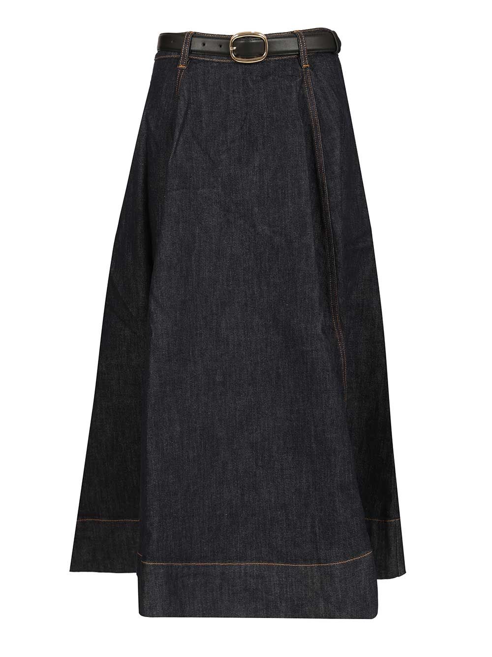 denim midi skirt Blue
