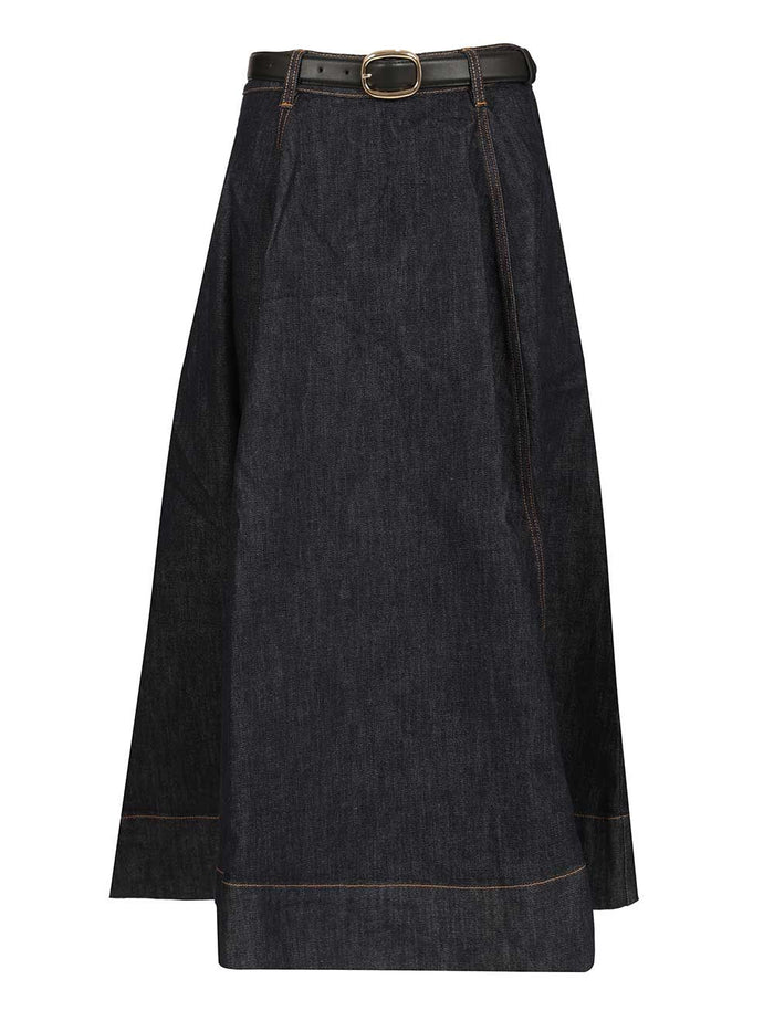 denim midi skirt Blue