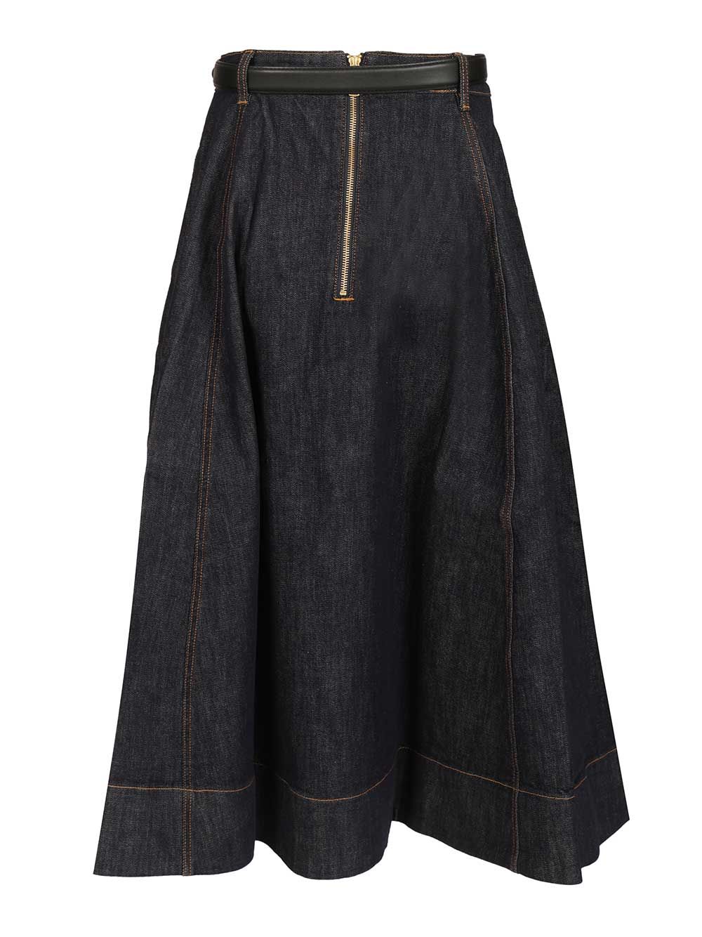 denim midi skirt Blue