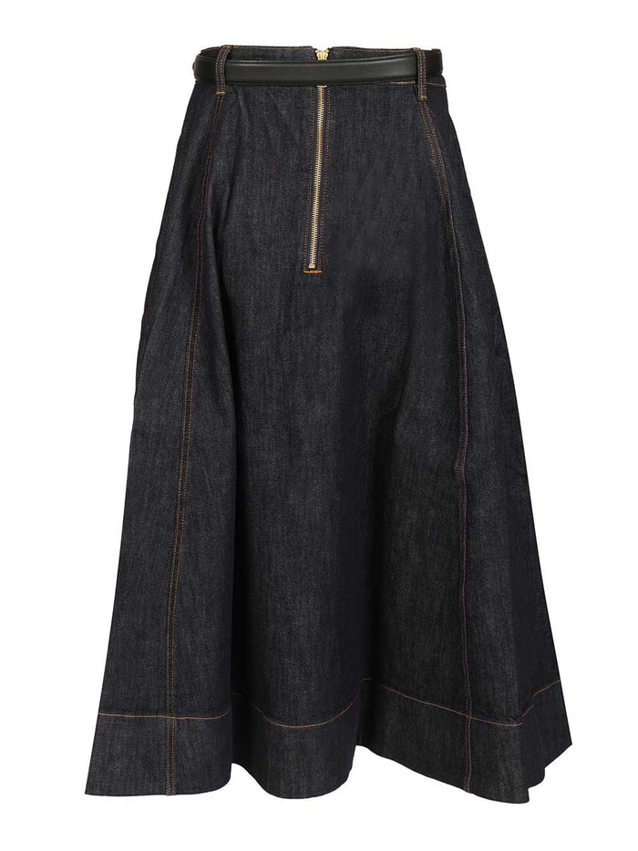 denim midi skirt Blue