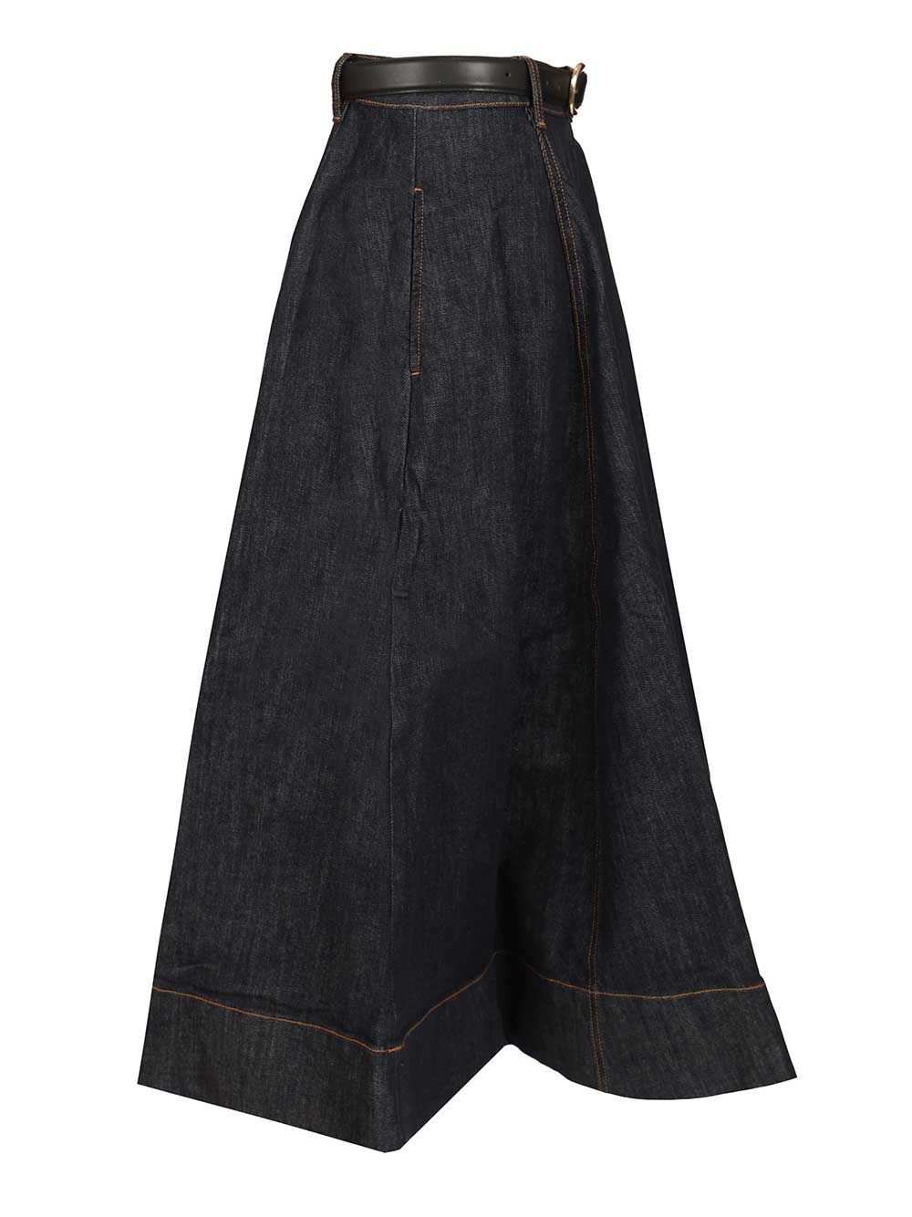 denim midi skirt Blue