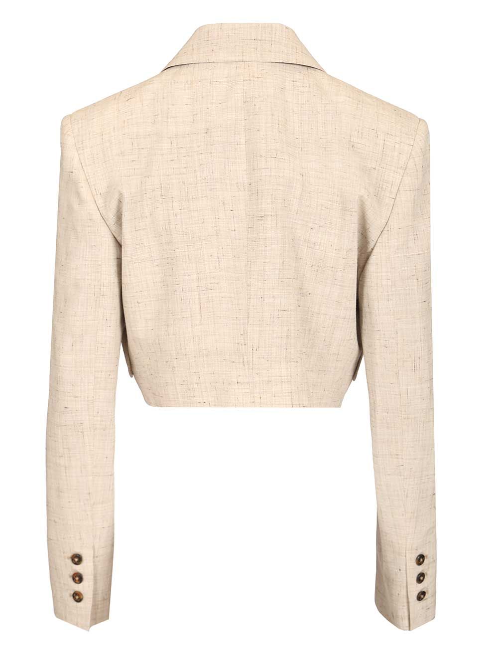 Double-breasted cropped blazer Beige Viscose Jacket
