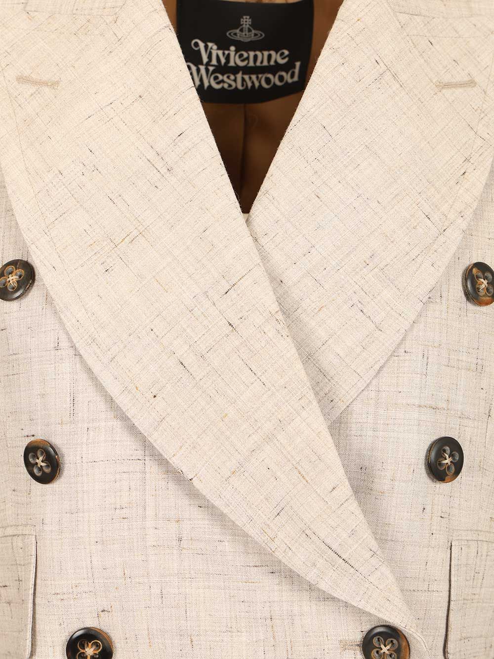 Double-breasted cropped blazer Beige Viscose Jacket