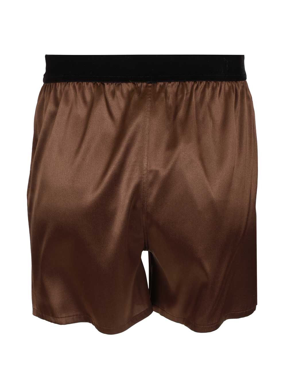 Silk satin shorts Brown - Elastane Trousers