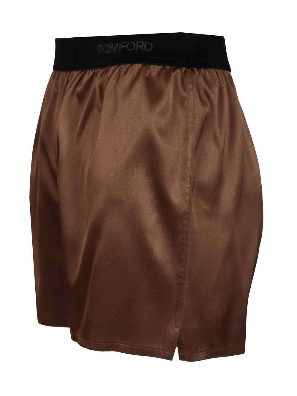Silk satin shorts Brown - Elastane Trousers