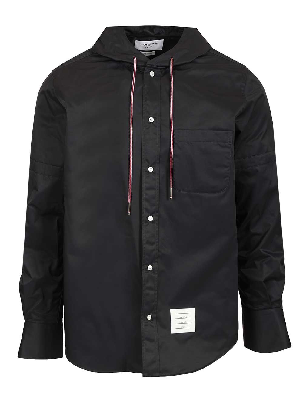 Nylon Hooded Shirt Blue Self: Polyamide