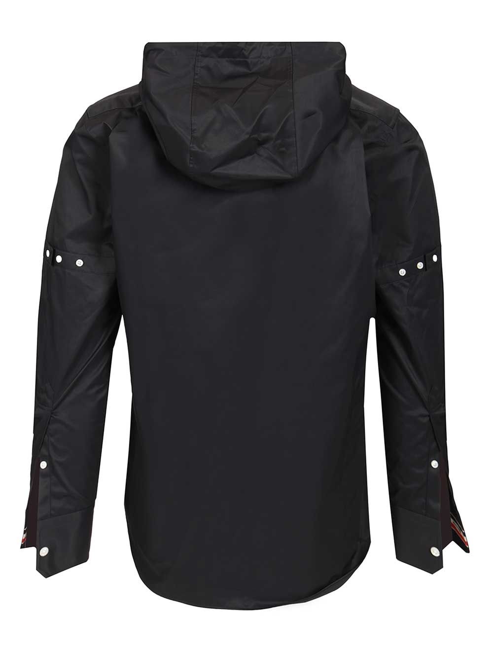 Nylon Hooded Shirt Blue Self: Polyamide