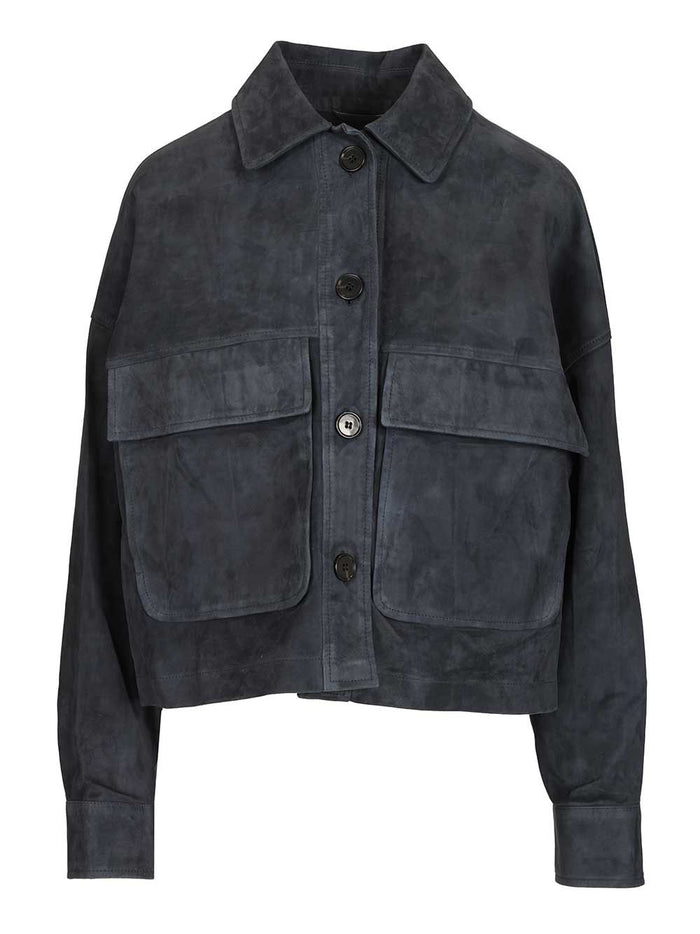Miri suede jacket Blue Lamb Leather