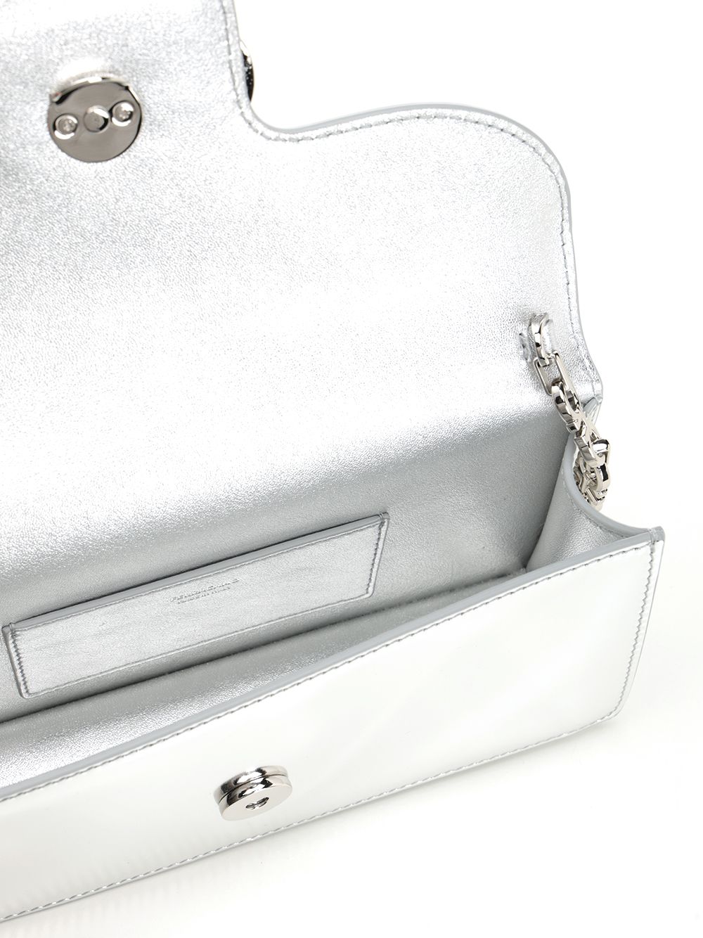 Double Gancini chain mini bag Silver Calf Lamb Lining Shoulder