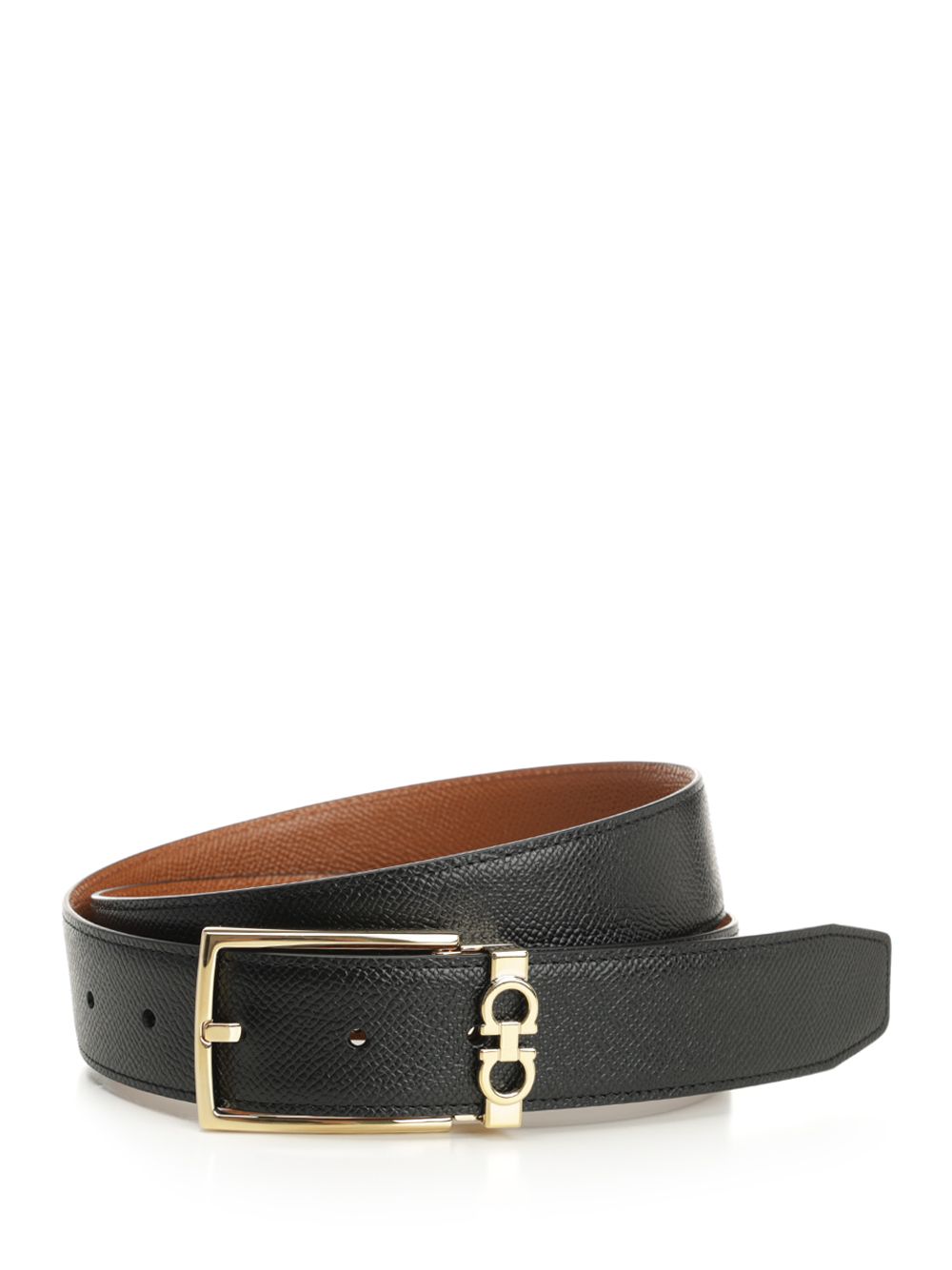 Reversible and adjustable Gancini belt Brown Calf #