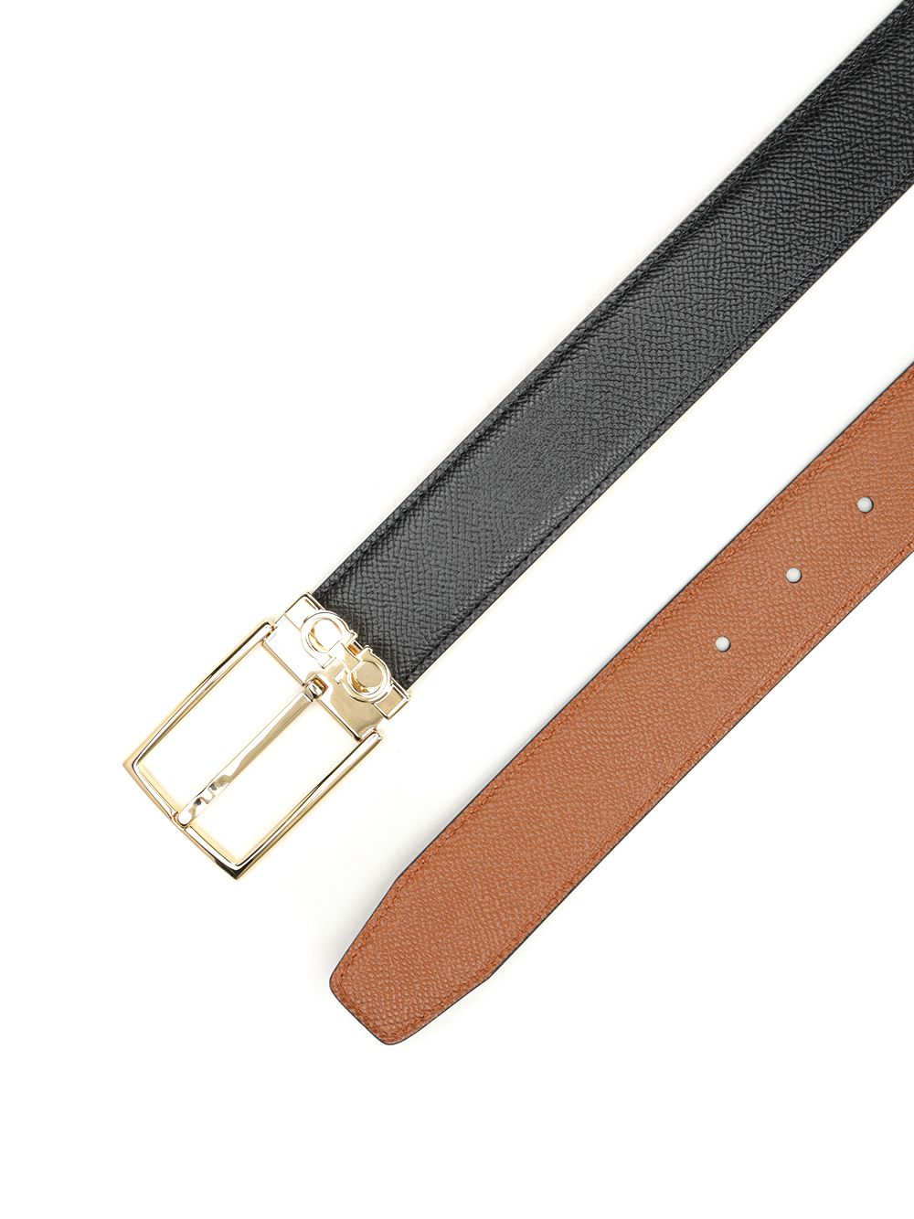 Reversible and adjustable Gancini belt Brown Calf #