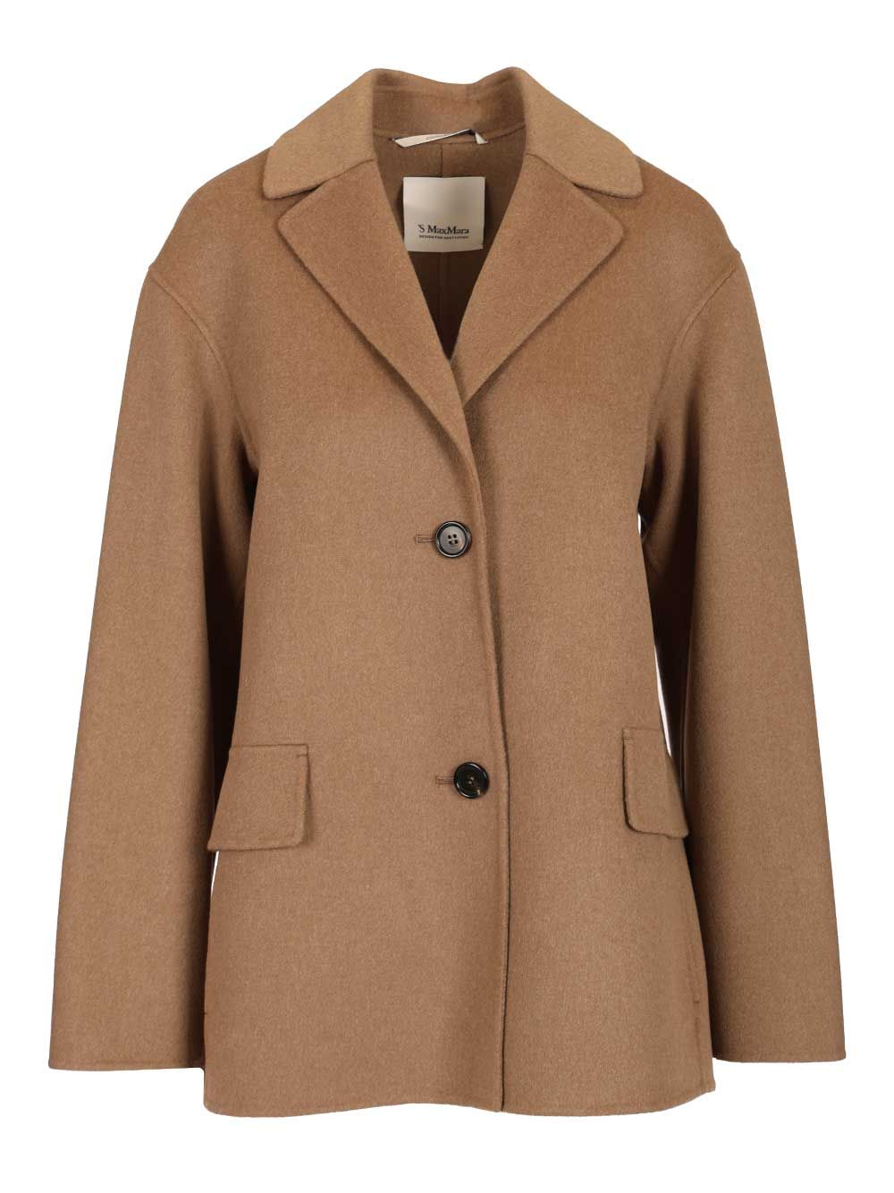 Single-breasted double wool jacket Beige Lana Vergine Ovis Aries