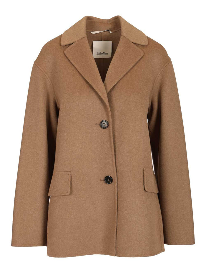 Single-breasted double wool jacket Beige Lana Vergine Ovis Aries