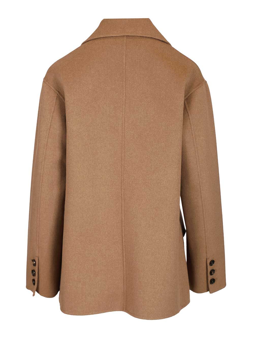 Single-breasted double wool jacket Beige Lana Vergine Ovis Aries