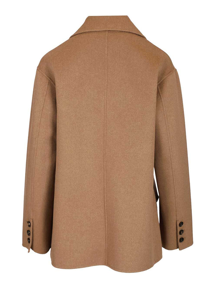 Single-breasted double wool jacket Beige Lana Vergine Ovis Aries