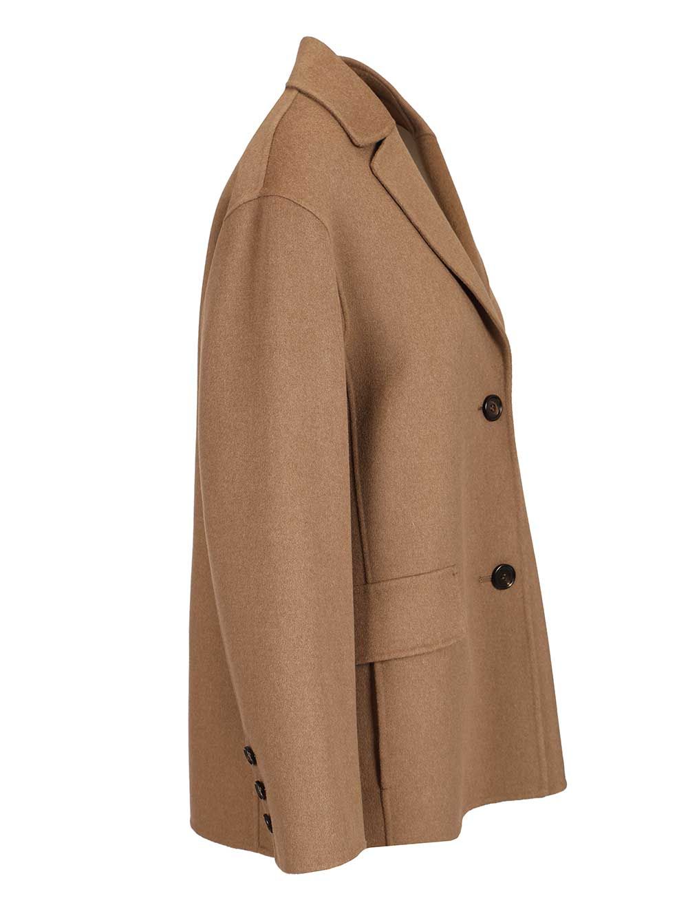 Single-breasted double wool jacket Beige Lana Vergine Ovis Aries