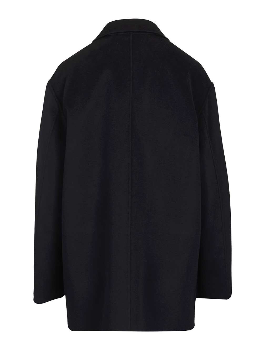 Caban in wool and silk Blue Lana Vergine Ovis Aries Coat