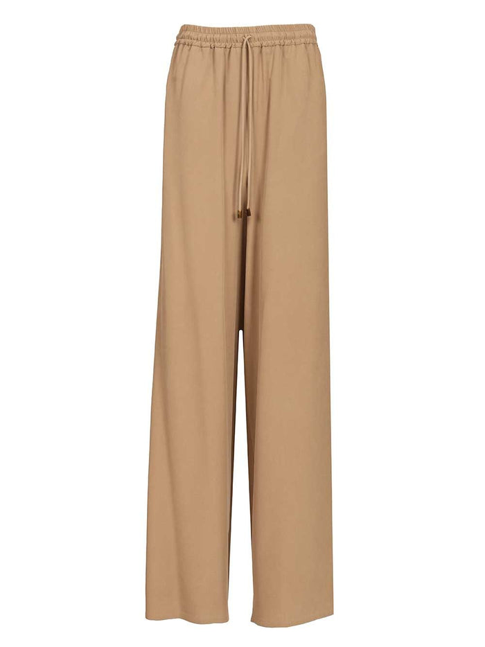 Genero wide-leg washed silk trousers Brown