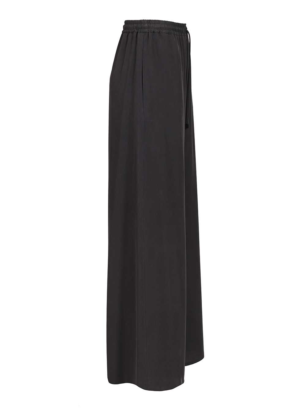 Genero wide-leg washed silk trousers Blue