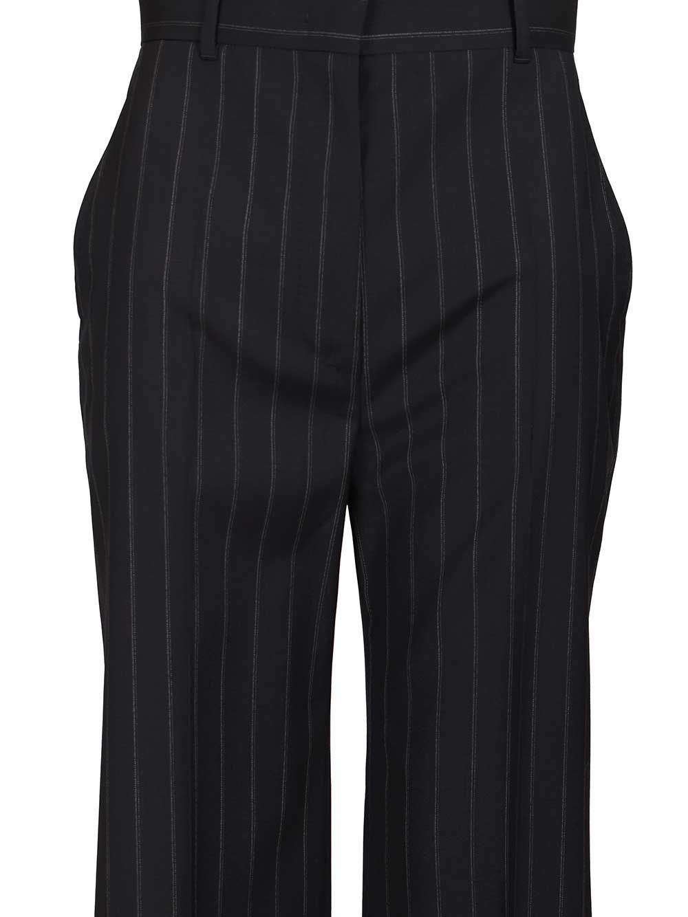 Pinstriped wool trousers Blue Lana Vergine Ovis Aries