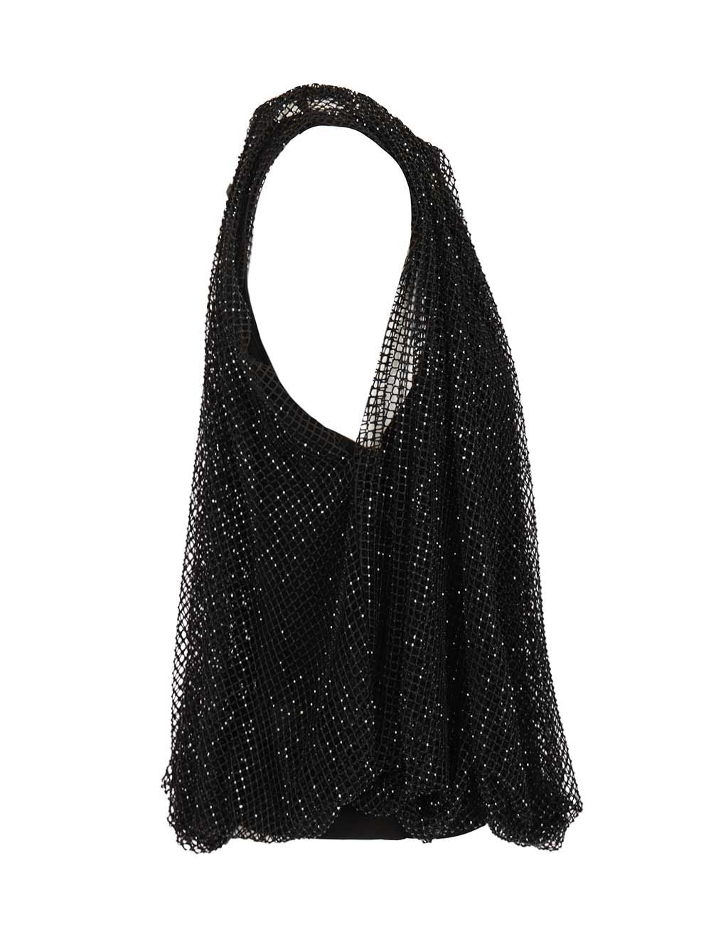 Mesh Top With Crystals Black Tops