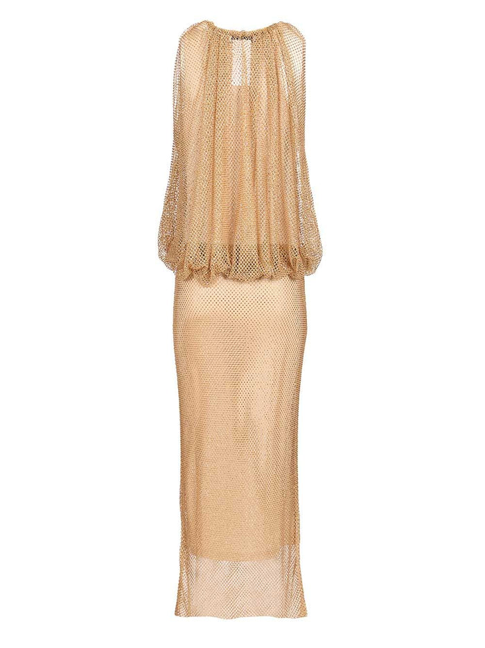 Sleeveless jersey dress with crystals Beige Viscosaa Maglia Poliestere