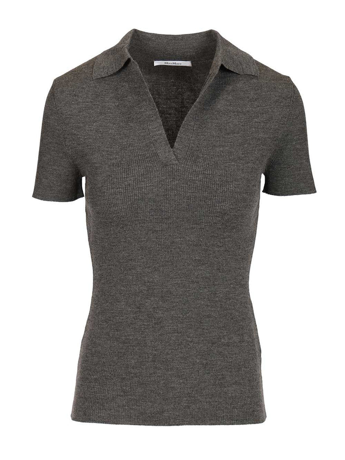Ribbed wool polo shirt Grey Knitwear