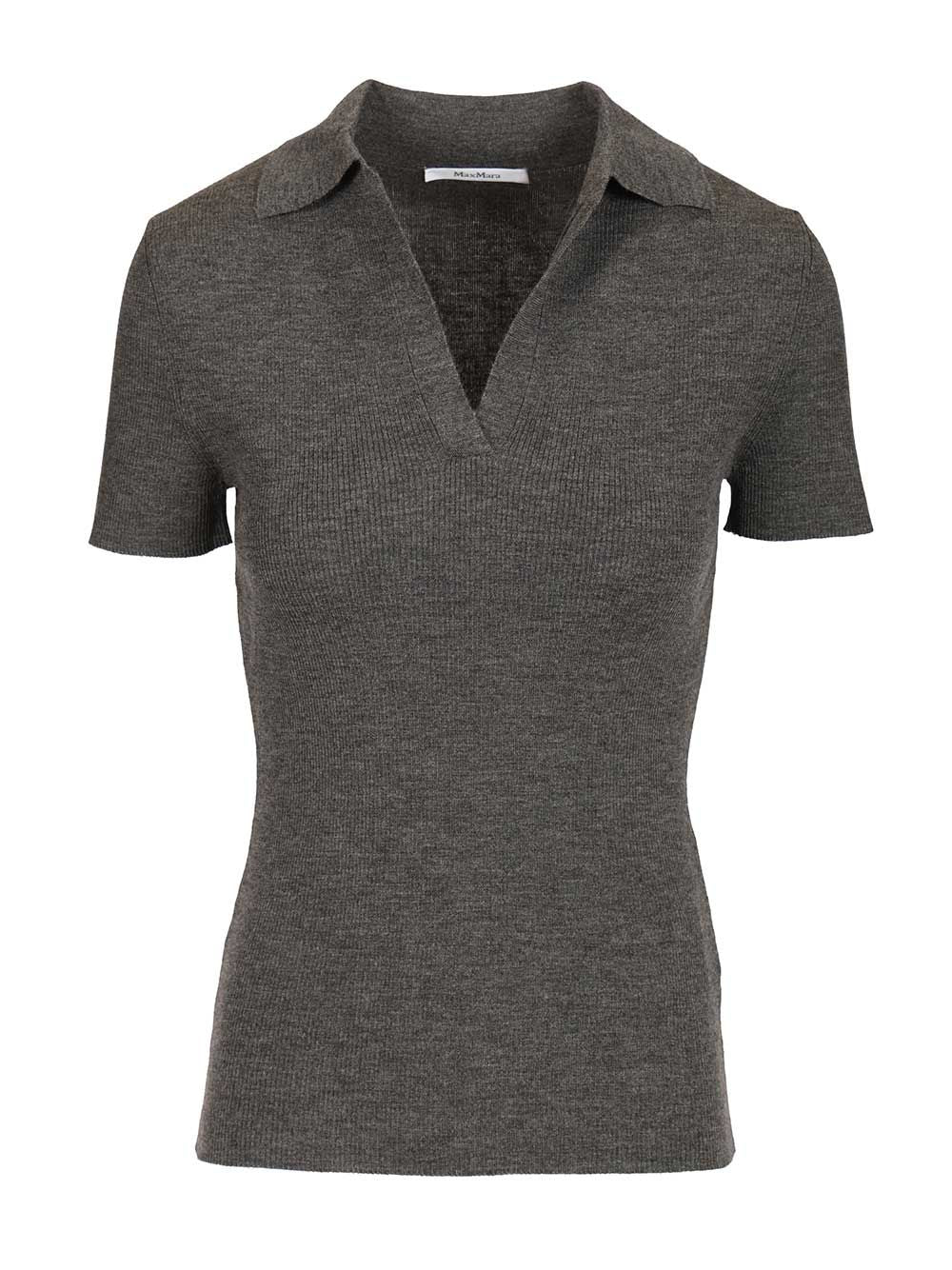 Ribbed wool polo shirt Grey Knitwear