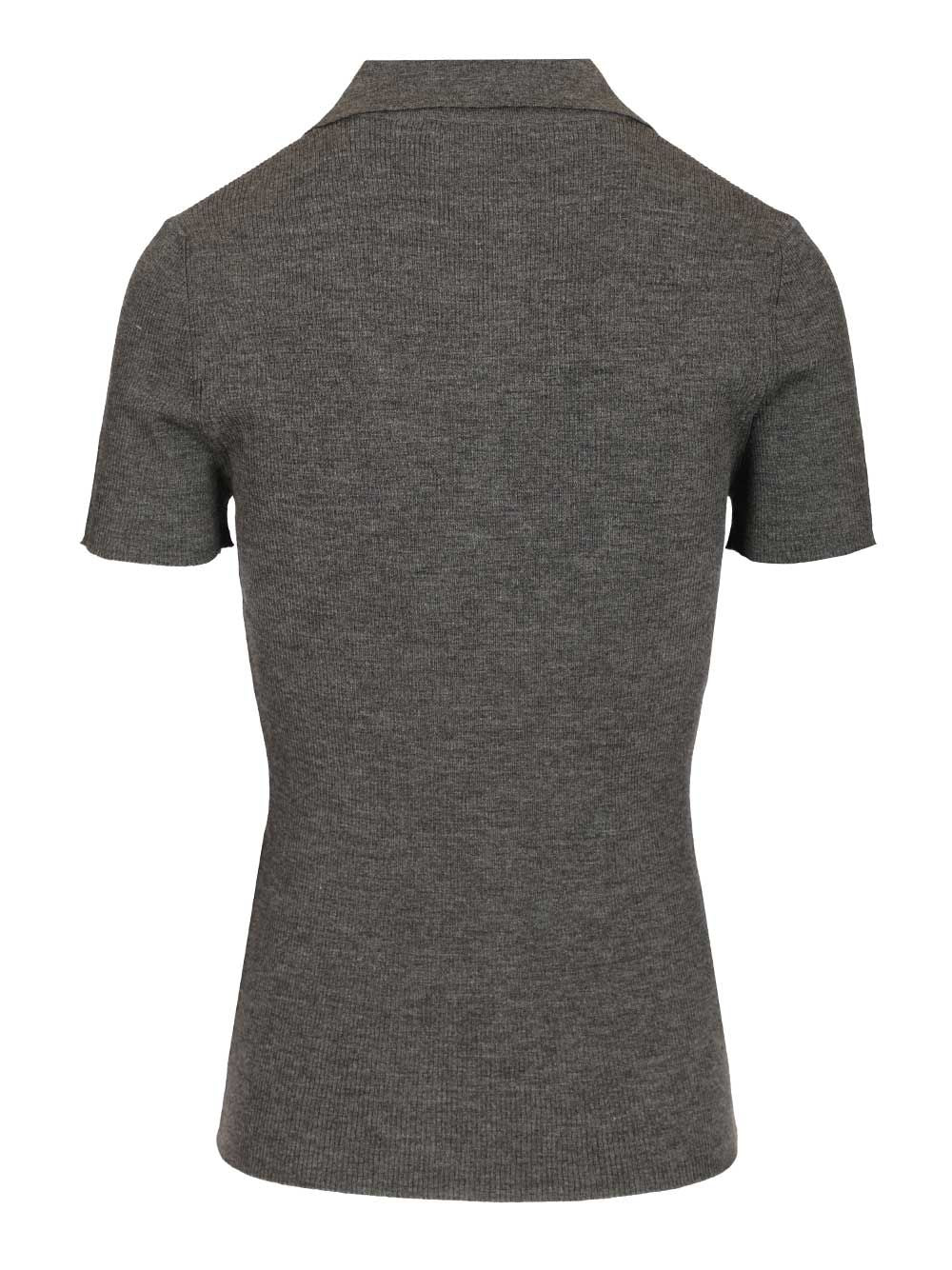 Ribbed wool polo shirt Grey Knitwear