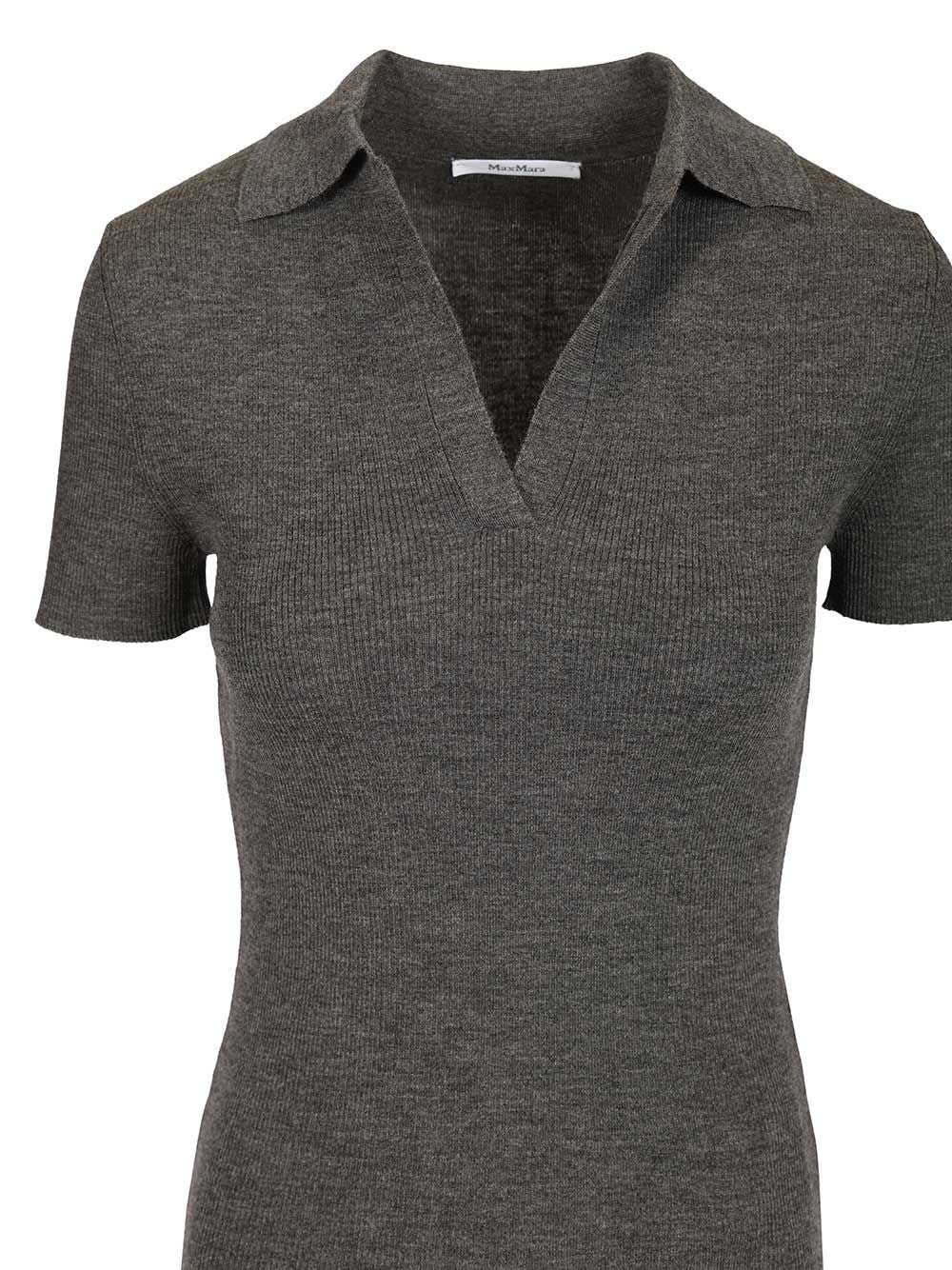 Ribbed wool polo shirt Grey Knitwear