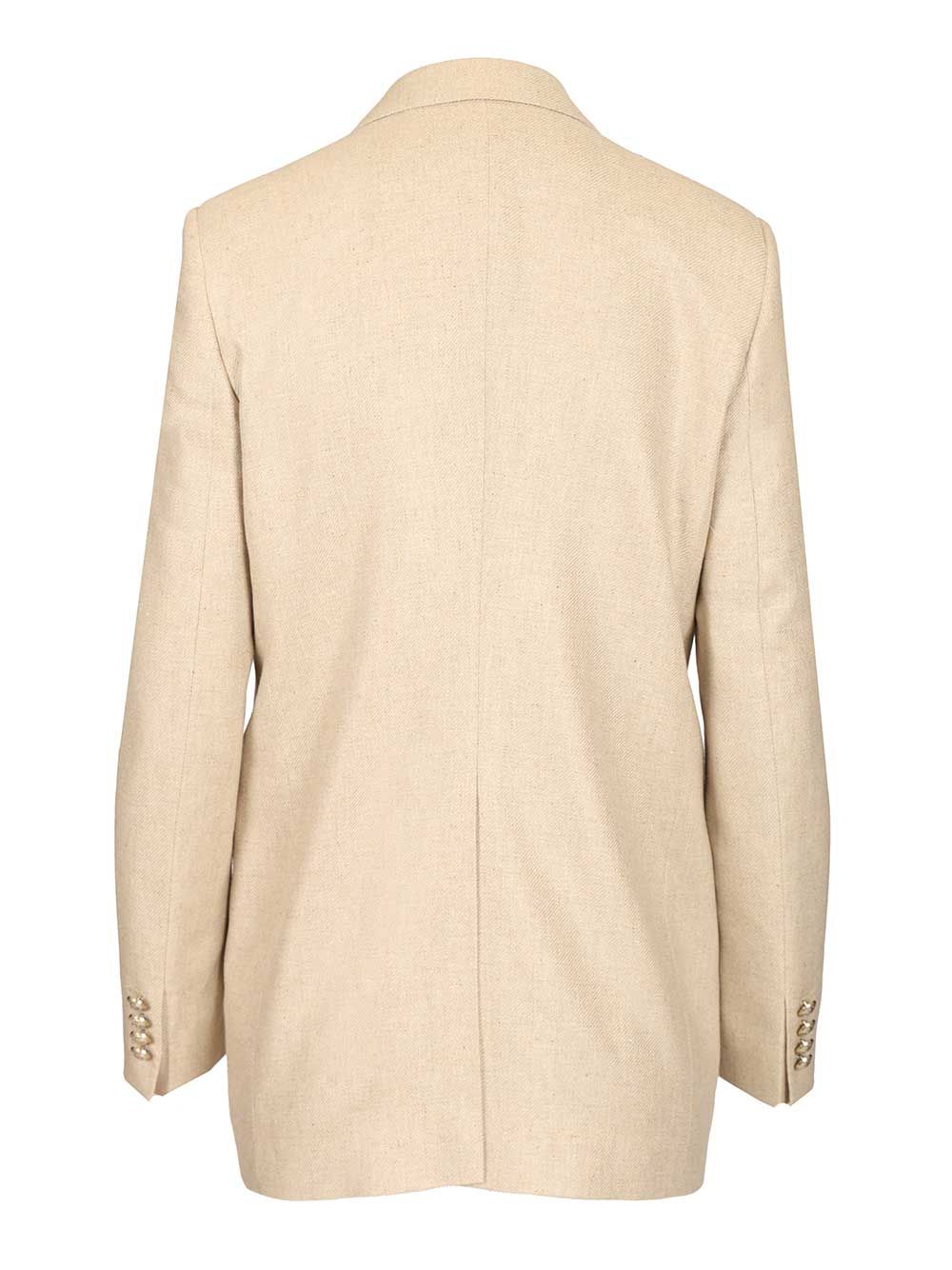 Double-Breasted Jacket Beige Seta
