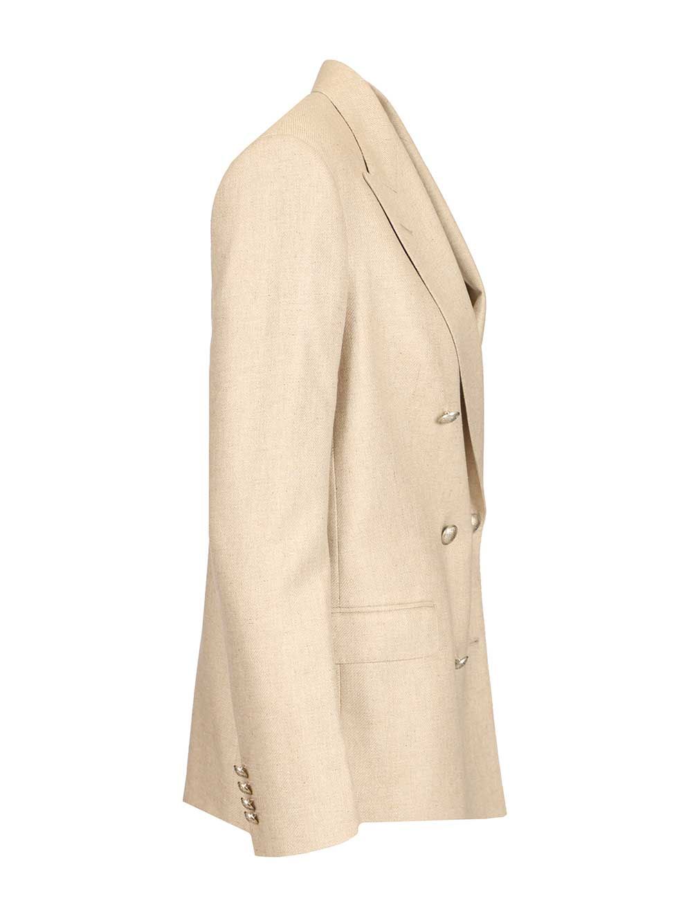 Double-Breasted Jacket Beige Seta