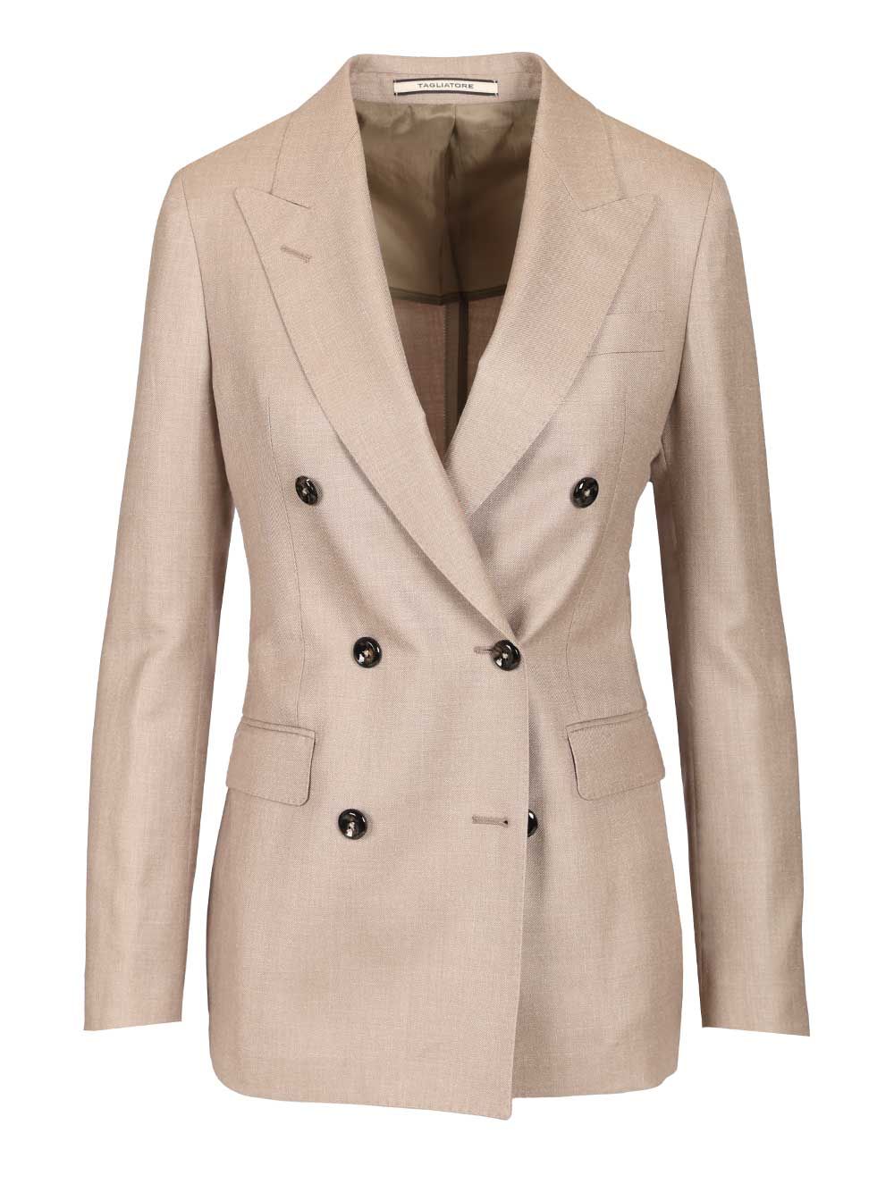 Double-Breasted Paris Jacket Grey Virgin Wool Silk Linen