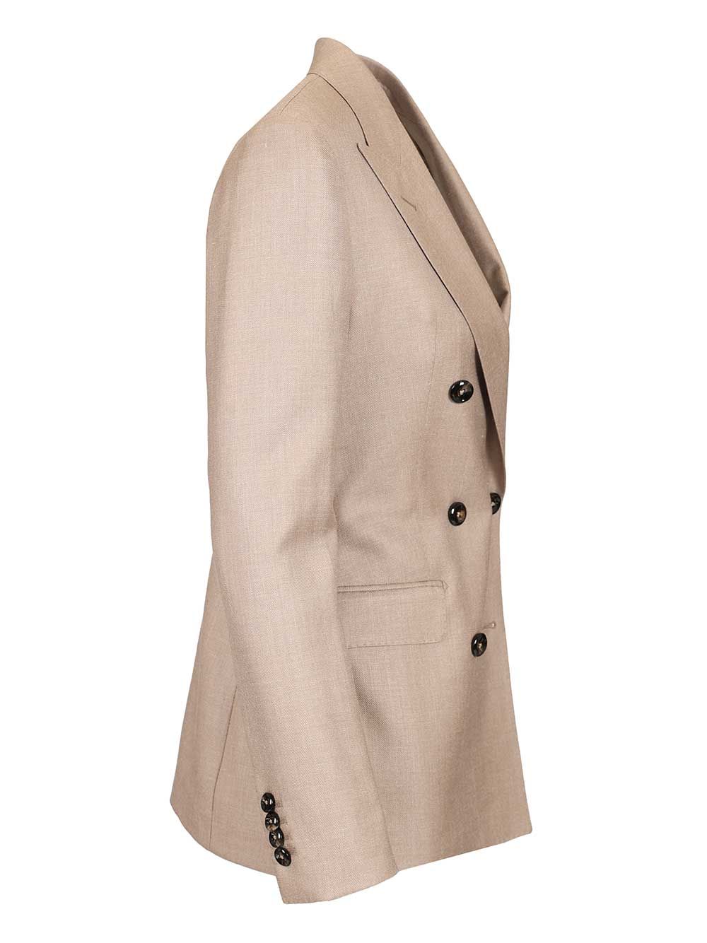 Double-Breasted Paris Jacket Grey Virgin Wool Silk Linen