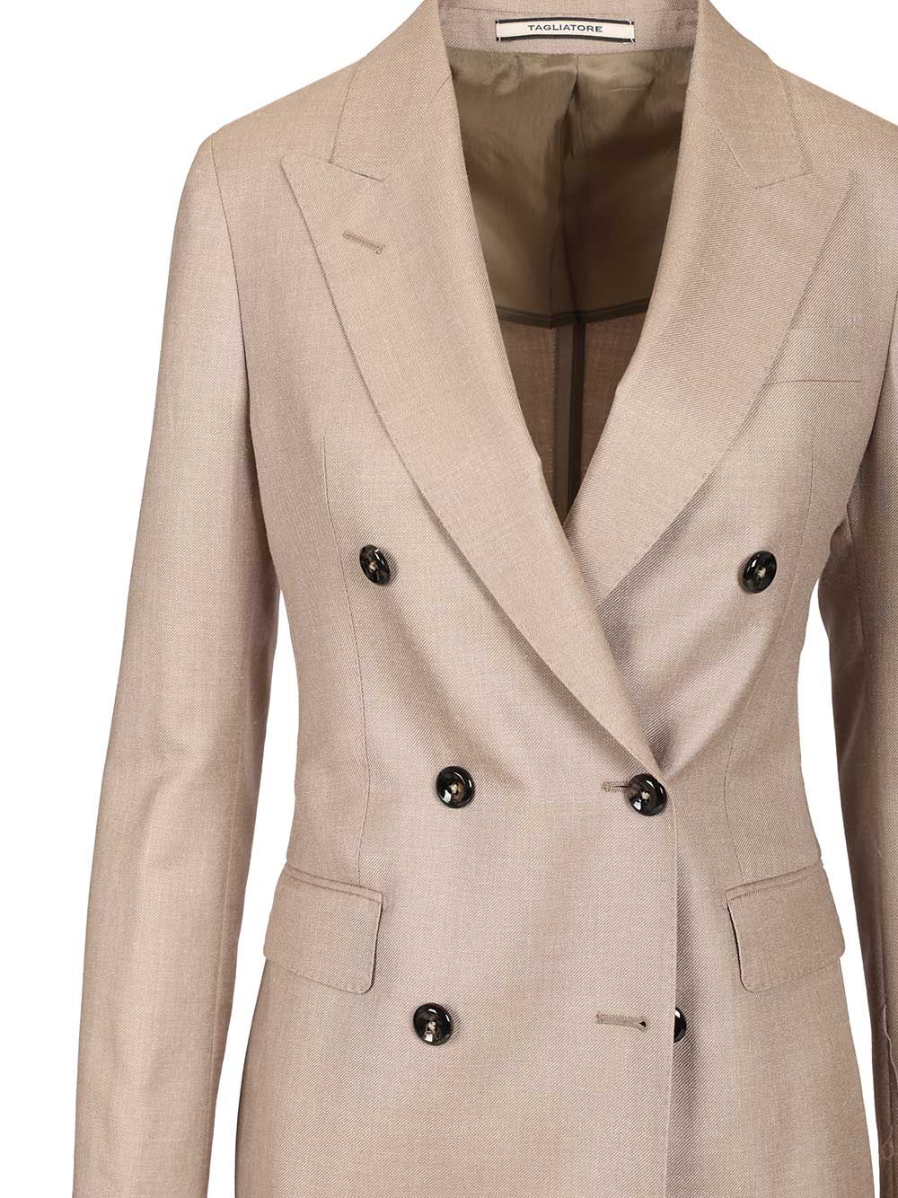 Double-Breasted Paris Jacket Grey Virgin Wool Silk Linen