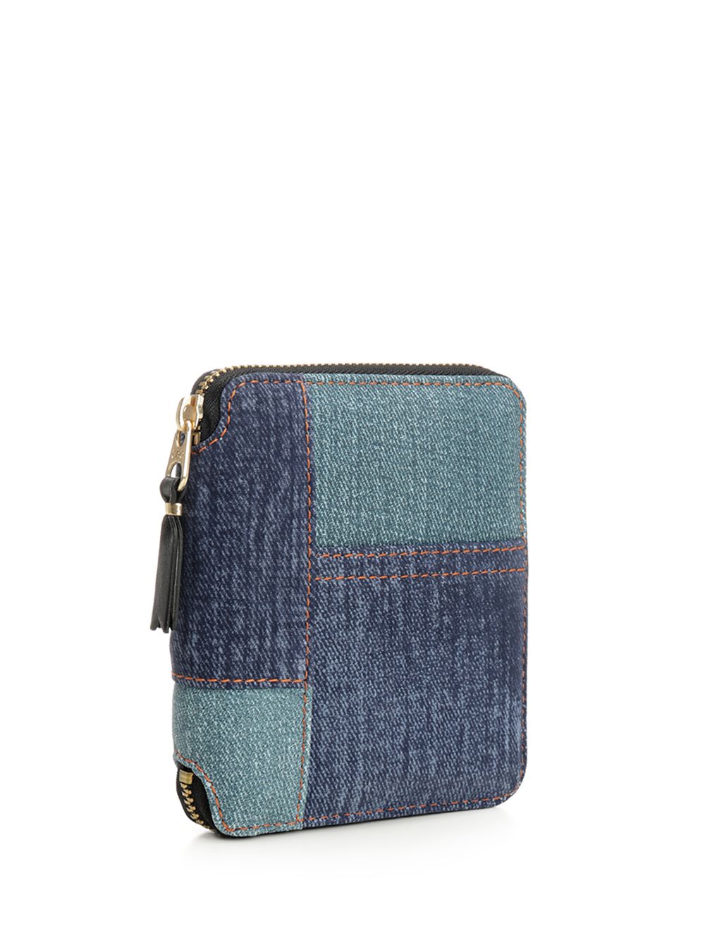 Zip-Around Patchwork Wallet Blue