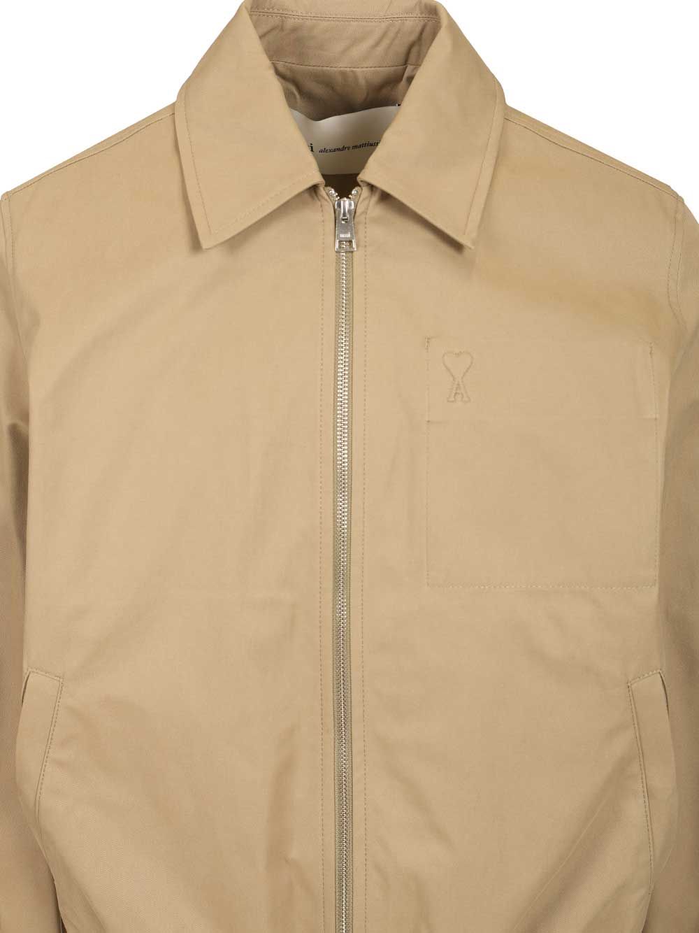 Zipped jacket in cotton gabardine Beige Coton