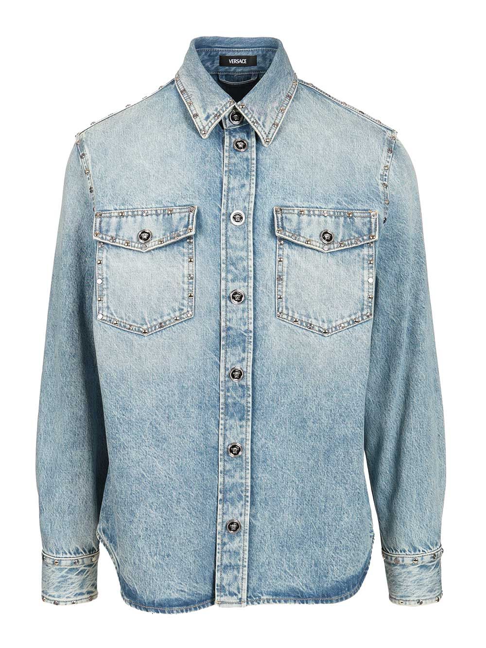 Studded denim shirt Light Blue Cotton Casual