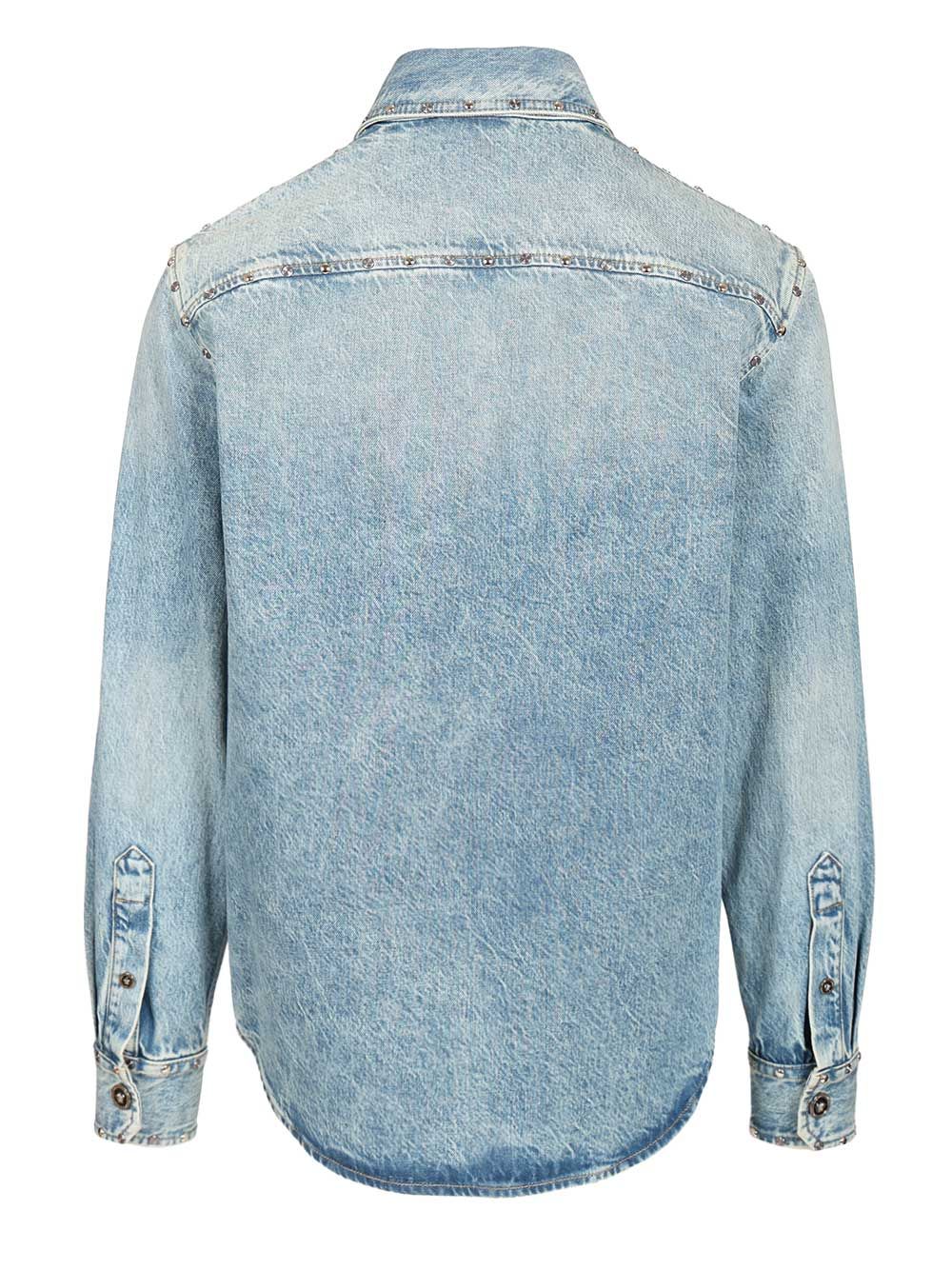 Studded denim shirt Light Blue Cotton Casual