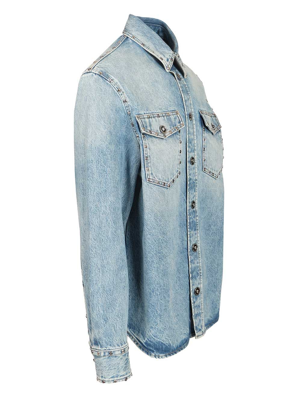 Studded denim shirt Light Blue Cotton Casual
