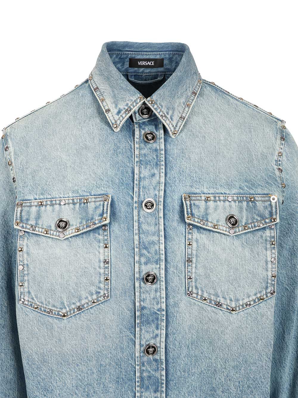 Studded denim shirt Light Blue Cotton Casual