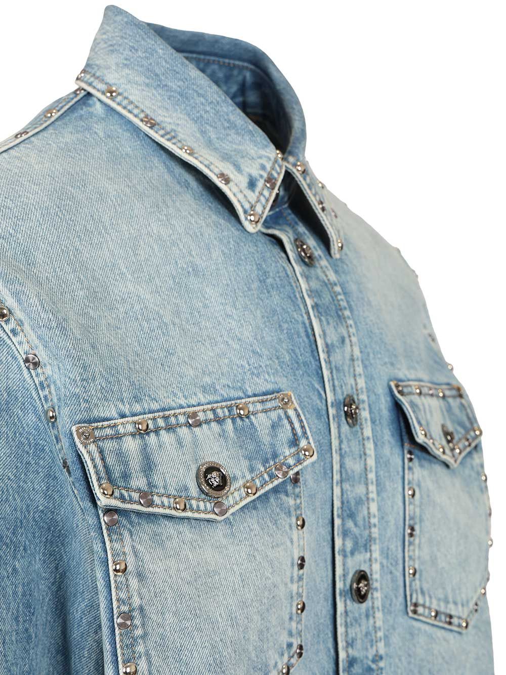 Studded denim shirt Light Blue Cotton Casual