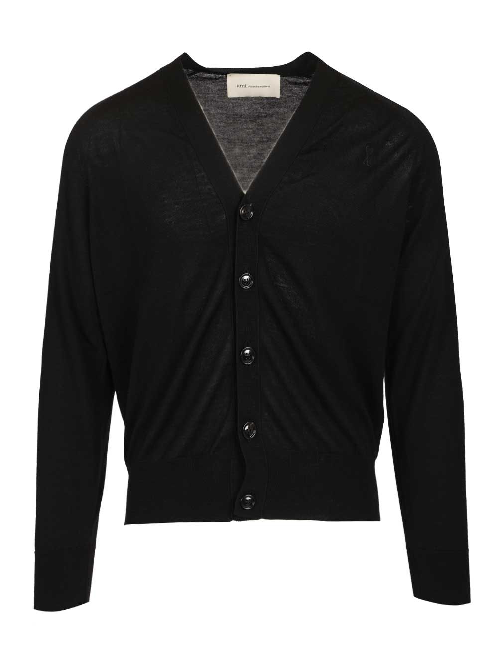 Ami Paris V-neck wool cardigan Black Laine(ovis Aries) Knitwear