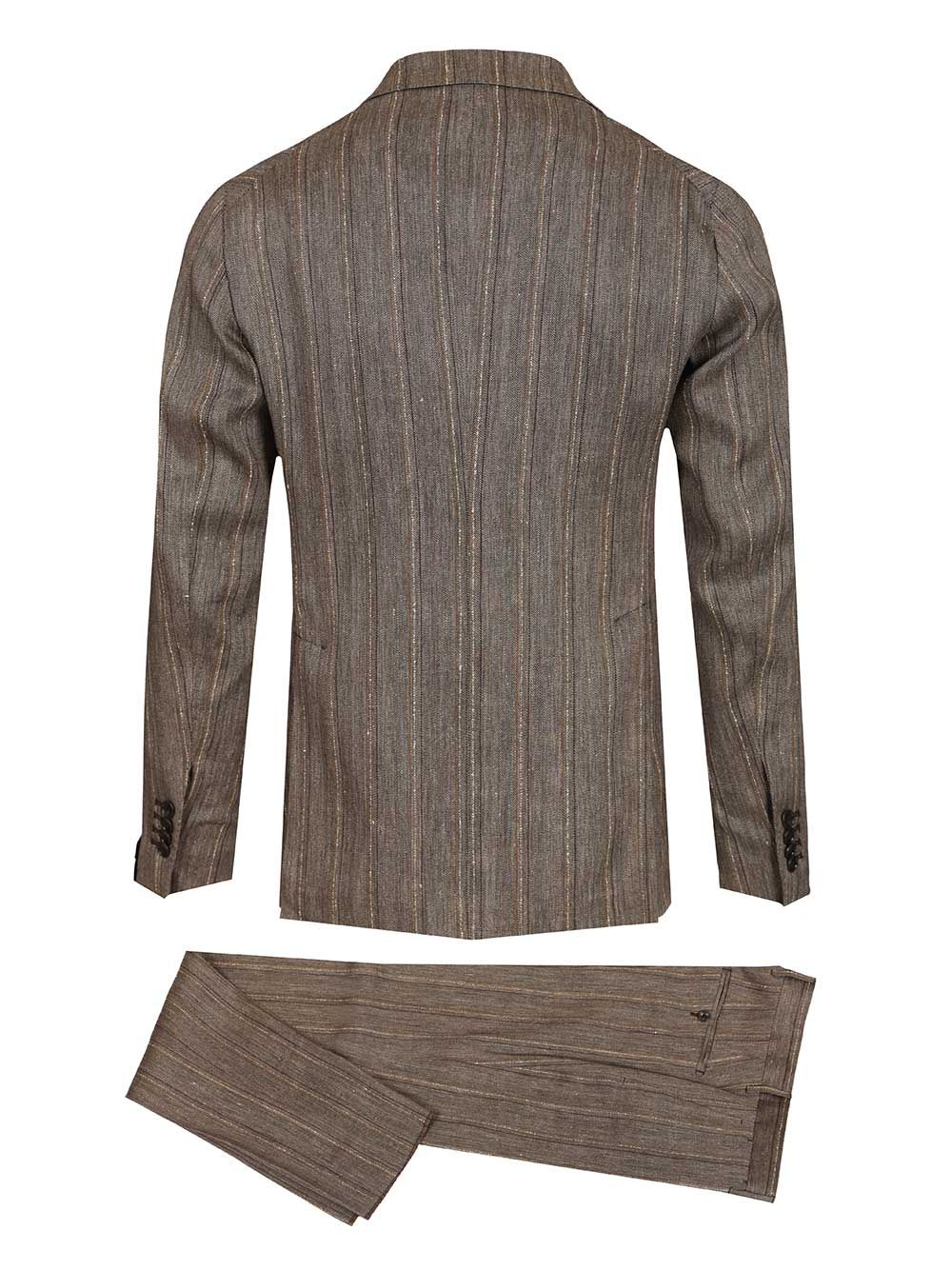 Monecarlo double-breasted suit in linen blend Brown Dress